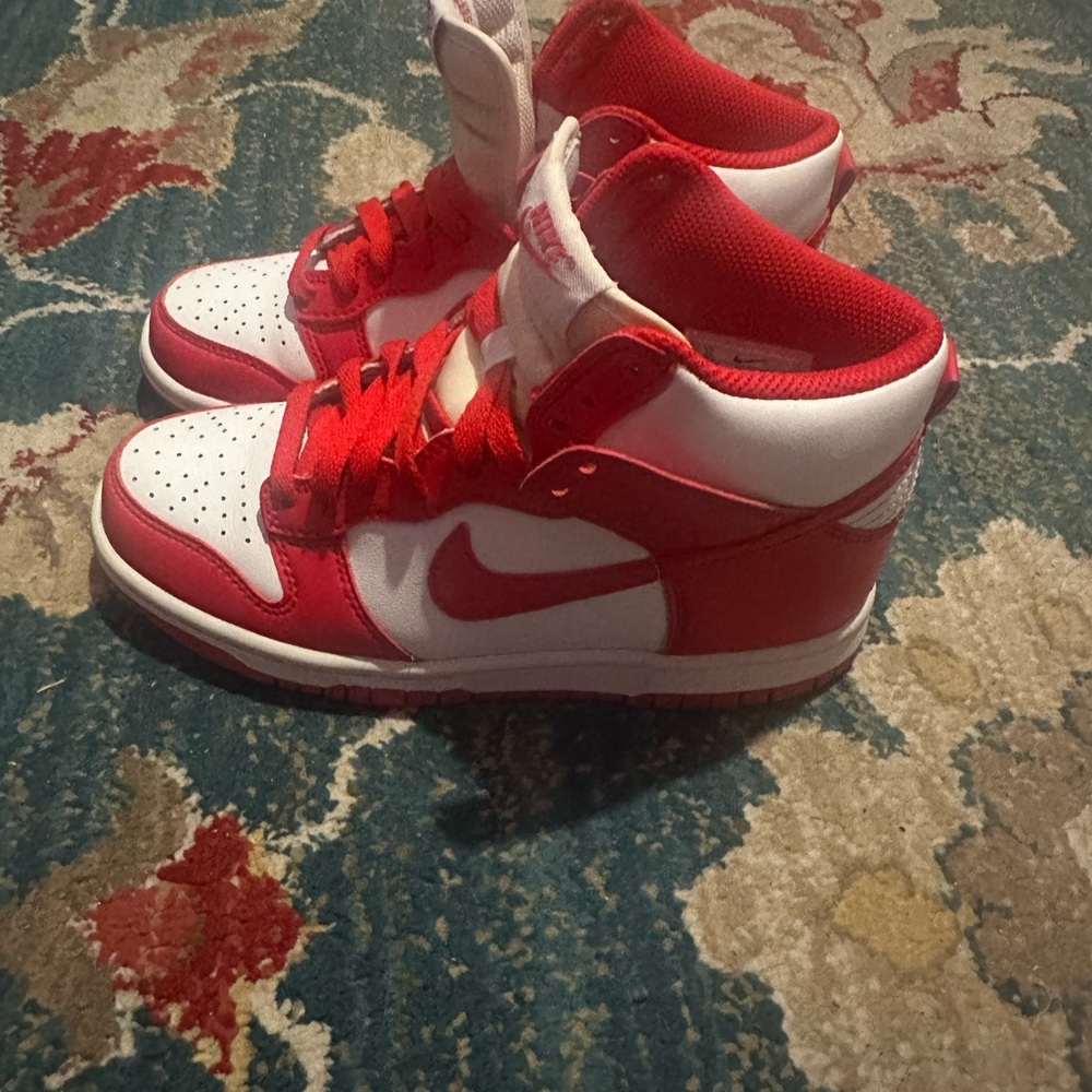 Kids Red and White High-Top Sneakers